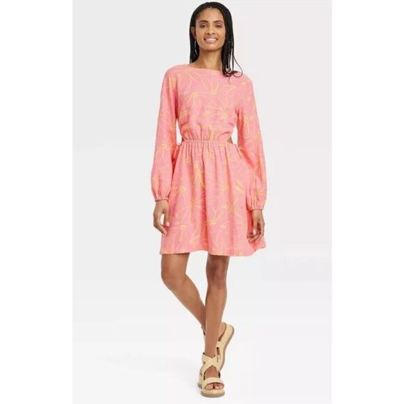 Universal Thread Ballon Long Sleeve Mini A Line Dress Waist Cutout M NWT - Picture 1 of 11